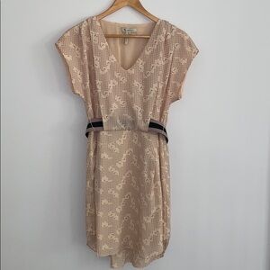 BCBGeneration Peach/Cream Belted Dress